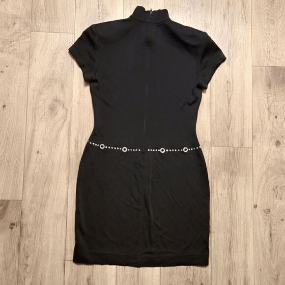 Tadashi Vintage Rhinestone High Neck Bodycon Mini Dress Black Size S/P - Picture 2 of 7